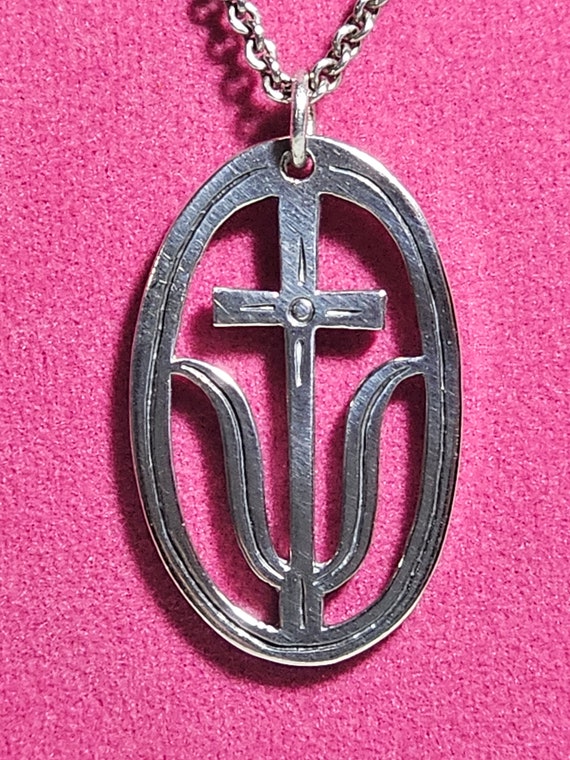 James Avery 70's Tulip & Cross Pendant And Chain … - image 9