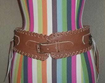 Women Wide Leather Belt: Rockabilly Western Medallion Detail