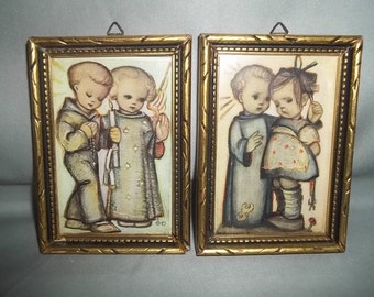 Hummel Goebel Boy And Girl Frame Prints Goebel Miniature Set "Little Guardians" Boy & Girl Free Shipping