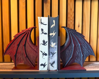 Dragon Wing-boekensteunen | 3D-geprint fantasieboekenplankdecor, gotische stijl