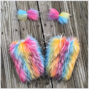 CUSTOM LEG WARMERS - Rainbow Faux Fur Leg Warmers - Children’s Leg Warmers/Boot Covers - Faux fur handmade leg warmers for children