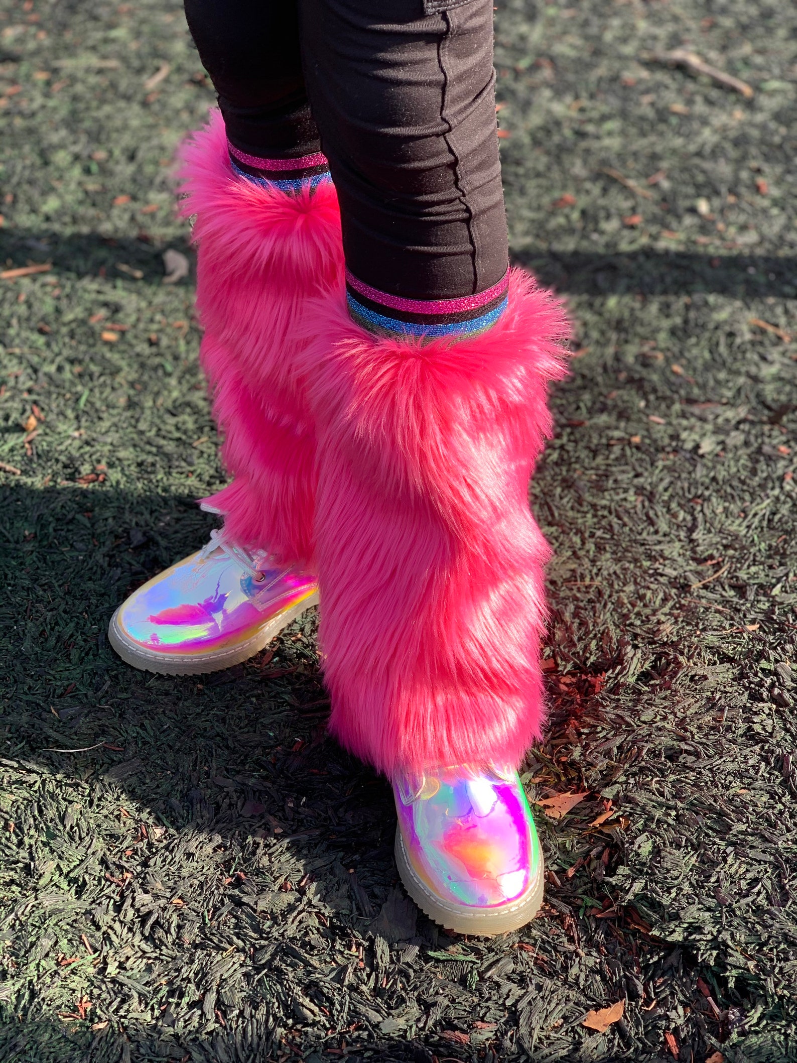 Pink Faux fur Leg Warmers/Boot Covers Etsy