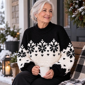 Virkat Fair Isle snöflingetröjamönster (PDF-nedladdning)