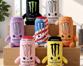 Plüschtier in Form einer weißen Energy-Drink-Dose, weiche Stoffpuppe in Form einer Greifzange, lustiges Geschenk