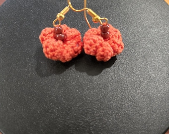 Crochet Pumpkin Earrings, Handmade Fall Earrings, Cute Halloween Jewelry, Autumn Earrings, Pumpkin Jewelry, Gift for Her