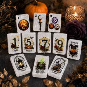 Custom Gothic Halloween American Mahjong Set, Personalized Witchy Mahjong Tiles, Spooky Game Night Gift, 152 or 160 Tiles