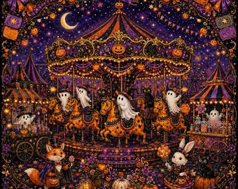 Halloween Midnight Boo Carousel Mahjong Mat
