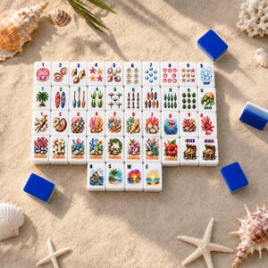 Custom Coastal Beach American Mahjong Set, Ocean Shell Mahjong Tiles, 152/160 Tiles, Personalized Mahjong Gift image 3