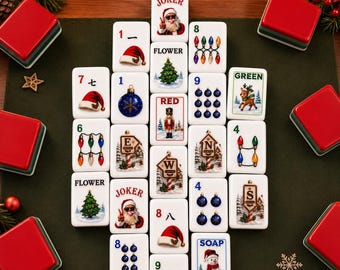 Christmas American Mahjong Set, Custom Mahjong Tiles, 152 or 160 Tile Option, ,Gift for Mahjong Lovers