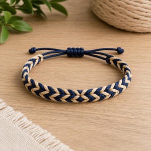 Herringbone Bracelet Pattern PDF, Herringbone Friendship Bracelet, Adjustable Cord Sliding Knot DIY,  Macrame Friendship Jewelry,