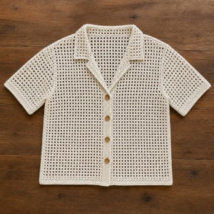 Crochet Mesh V Neck Shirt Pattern PDF, V Neck Button Front Top PDF, V Neck Crochet Blouse Pattern, Modern Crochet V Neck Shirt Pattern,