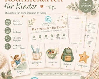 Tarjetas de rutinas infantiles en PDF: 36 tarjetas de rutinas matutinas y vespertinas para imprimir.