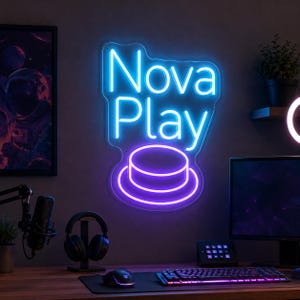 Personalisierte Gamer-Neonreklame, Wandleuchte mit Arcade-Knopf, Geschenkidee für die Spielzimmer-Deko, Deko für Streamer-Setups, Lampe fürs Jugendzimmer, Gamer-Neonreklame