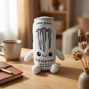 Peluche a forma di lattina di energy drink bianca, ispirato alle bevande senza zucchero, morbido cuscino imbottito, divertente decorazione per la stanza, regalo per gli amici