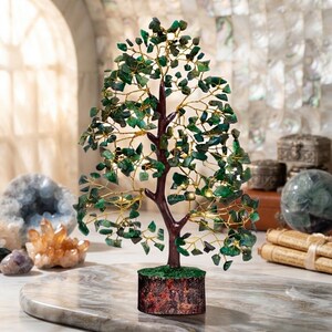 Green Jade Crystal Tree of Life | Handmade Gemstone Tree | Healing Crystal Decor | Feng Shui Home Decor | Spiritual Gift | Reiki Crystal