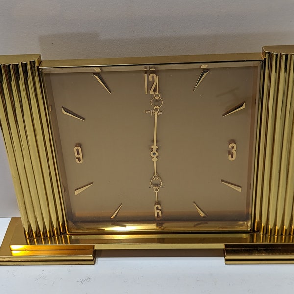 Beautiful Vintage Swiss Birks IMHOF Brass Desk Clock 15 Jewels