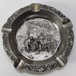 Vintage Silver Plate Ashtray Made In Repousse Fashion - Beautiful Detail