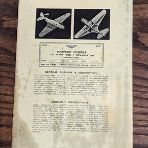 WW 2 U.S Army And Navy Silhouette Model -US Navy TBD-1 Devastator - Torpedo Bomber