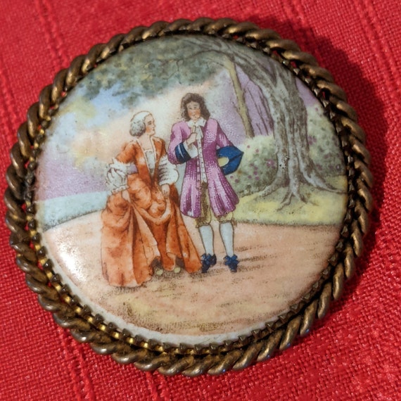 Vintage Brooch French Limoges Porcelain - image 1