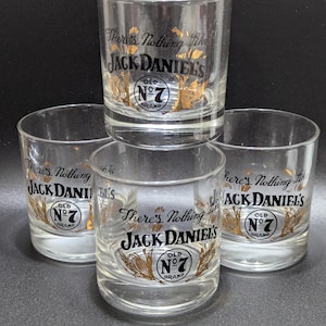 Jack Daniels Whiskey Glasses There's Nothing Like Old No 7 - Set Of Four Low Ball 6oz Glasses