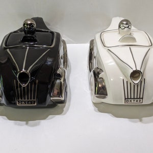 Novelty Tea Pot Made By Sarsaparilla And Shaped Like Race Cars - Choose One, White Or Black