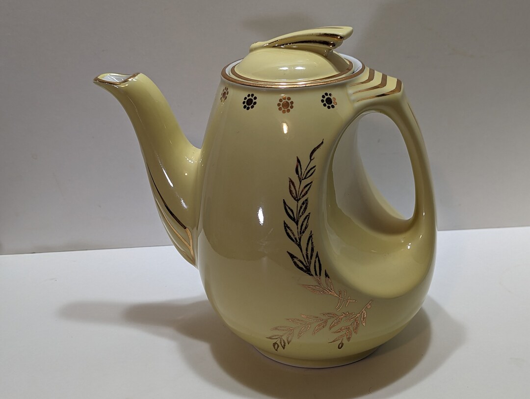 Vintage Hall China Teapot Sundial Saf Handle Gold Design Etsy