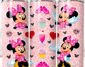 Minnie Mouse tecknad tumblerwrap, 20oz smal PNG sublimering direktnedladdning