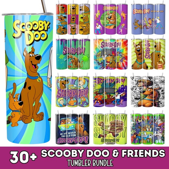 30+ Scooby Doo Dog Tumbler Bundle, Cartoon Detective Dog Clipart, Retro Brown Dog Cricut Sublimation Digital Instant Download