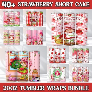 Plus de 40 gobelets pour petits gâteaux rétro aux fraises et petits fruits | Fille de dessin animé des années 90 | Pack d'amis mignons petits fruits, emballages pour gobelet dessin animé rose fraise