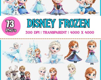 Frost Princess Akvarell PNG Clipart Bundle Digital Nedladdning