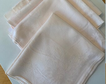 Dinner Napkins Damask Linen Yellow Vintage Four Wedding Gift Bridal Shower Gift for Her