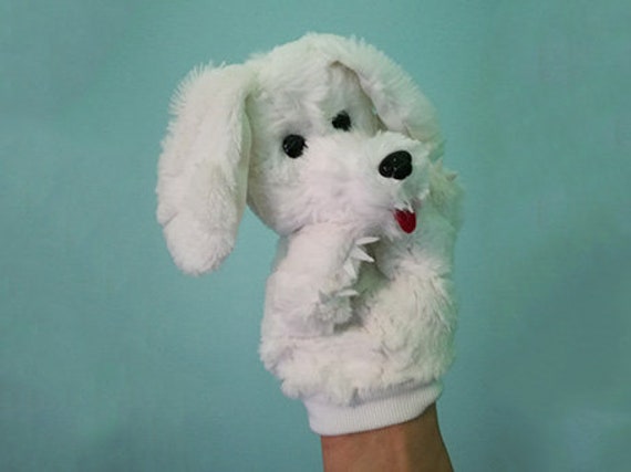 white dog puppet