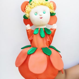 Flora, the flower fairy hand puppet Orange