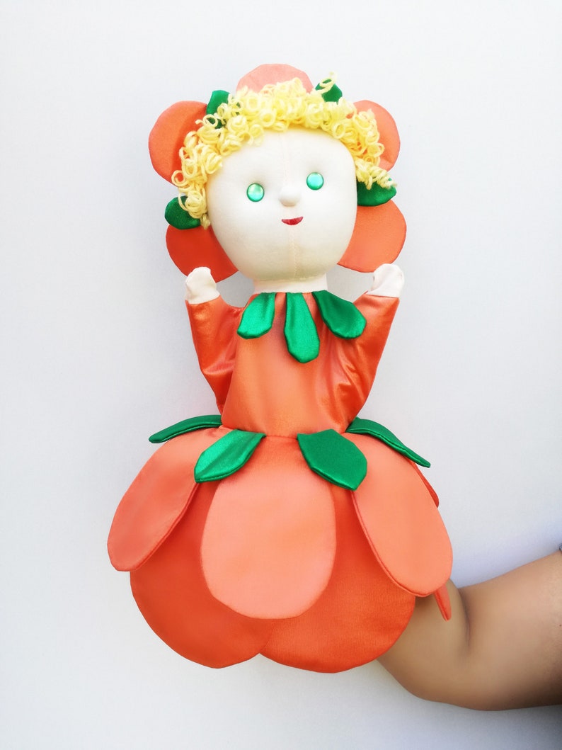 Flora, the flower fairy hand puppet Orange