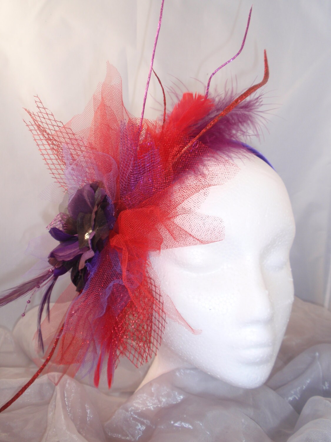 Red and Purple Hat Society Fascinator Etsy