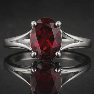 AA Lab Created Ruby Ring, Oval Ruby Engagement Ring, 925 Sterling Silver Ring, July Birthstone Gift, Promise Ring for Her, Handmade Jewelry,