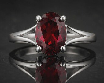 AA-Labor-Rubinring, ovaler Rubin-Verlobungsring, Ring aus 925er Sterlingsilber, Geburtsstein-Geschenk für Juli, Versprechensring für Sie, handgefertigter Schmuck
