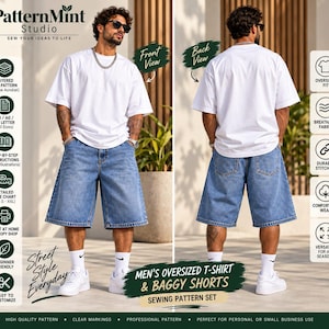 Men's Oversized T-Shirt & Wide Leg Shorts Sewing Pattern Bundle (Digital PDF)