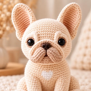 Crochet French Bulldog Pattern PDF, Amigurumi Dog Pattern, Frenchie Puppy Crochet Tutorial