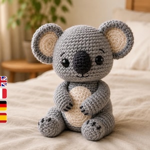 Koala Amigurumi Crochet Pattern PDF, Cute Cuddly Koala Toy, Beginner Friendly Digital Download in English French German Spanish