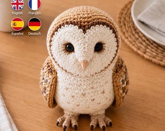 Realistic Barn Owl Crochet Pattern PDF, Amigurumi Bird Tutorial (Instant Download)