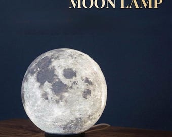 Mondlampe mit Marmor-Effekt – dimmbares LED Nachtlicht, 3 Lichtfarben | 3D-Druck Deko & Geschenk