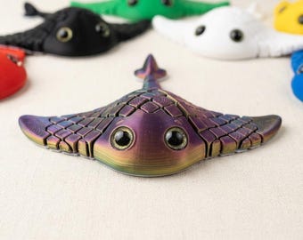 3D Druck Rochen | Beweglicher Fidget Rochen | Anti Stress Spielzeug | Schreibtisch Deko | Sensorik ADHS Fidget