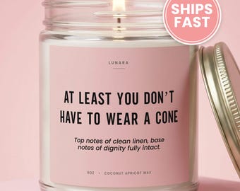 At Least You Dont Have to Wear a Cone Candle, Funny Post Surgery Gift, Get Well Soon Recovery Candle, Speedy Recovery Gift