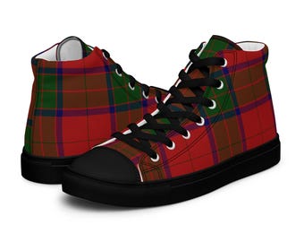 Clan Robertson Modern Tartan Pattern | Scottish Highland Plaid | Authentic Robertson Clan Heritage Design Men’s high top canvas shoes