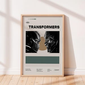 Poster del film Transformers, Shia LaBeouf, Megan Fox, Poster del film vintage, Arte minimalista, Poster retrò, Poster vintage.
