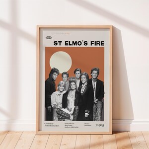 St. Elmo's Fire 1985 Movie Poster, Joel Schumacher Movie, Demi Moore, Rob Lowe, Andrew McCarthy, Retro Poster, Vintage Poster.