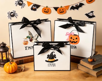 Personalized Halloween Gift Bag, Custom Name Bags, Happy Halloween Gifts