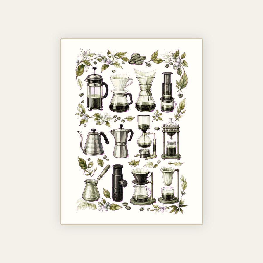Coffee Brewing Methods Chart Poster