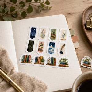 Book Tabs Tiny Bookmarks Shelf Sticker Sheet